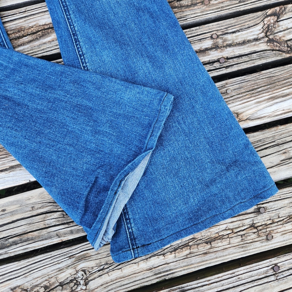 Rock & Roll Denim Bargain Bell Bottom Pull On Flare Jeans 32X36 Stretch Western - Picture 4 of 7